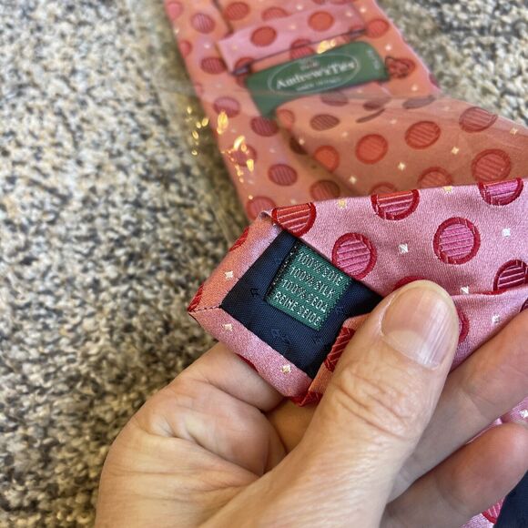 Cravattificio Zadi Andrew’s Ties Italian Men’s Pink Polka Dot Neck Tie New Silk - Picture 5 of 5